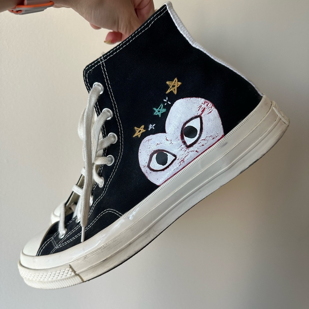Custom Converse X Play Comme Des Garçon Chuck 70 Black Color Men’s Size 12